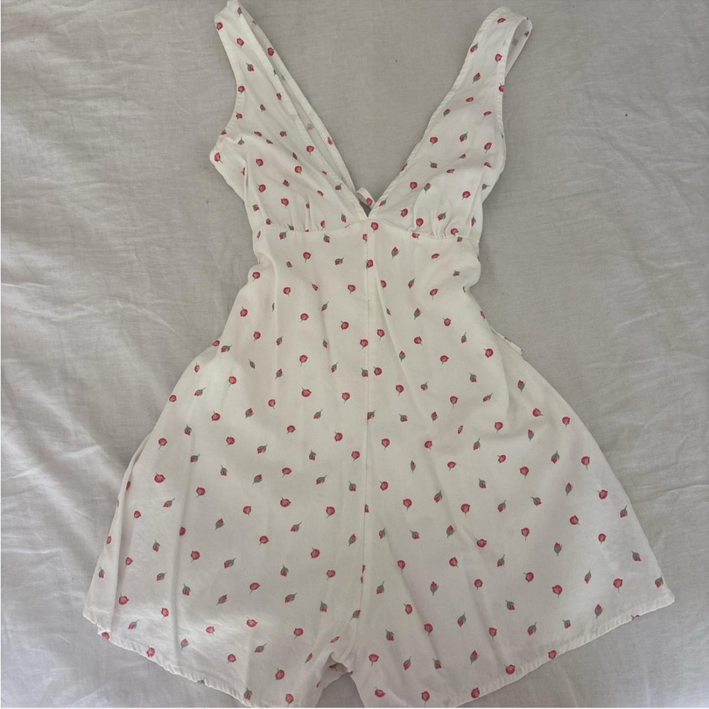 RVCA White Romper with Pink Floral Accents